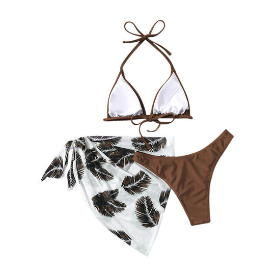 Damen Triangel-Bikini-Set mit modischem Wickelrock EB