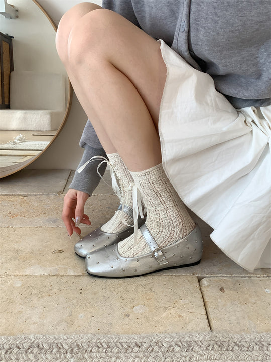 Damen Ballerinas mit dekorativer Schnalle und funkelndem Design EB