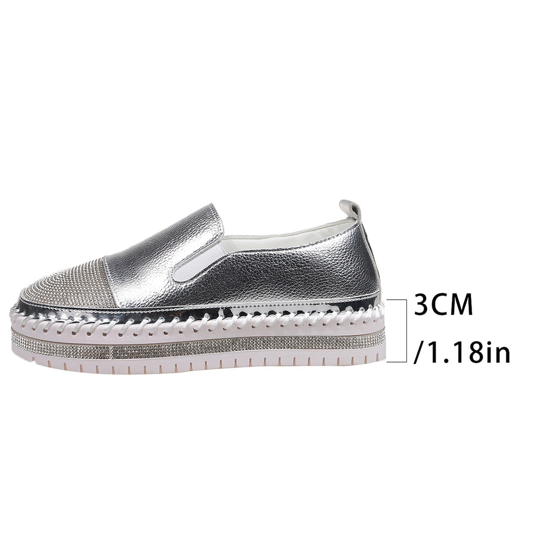 Damen glänzende Slip-On Plateau-Sneaker mit geflochtenem Rand und elastischem Einsatz EB