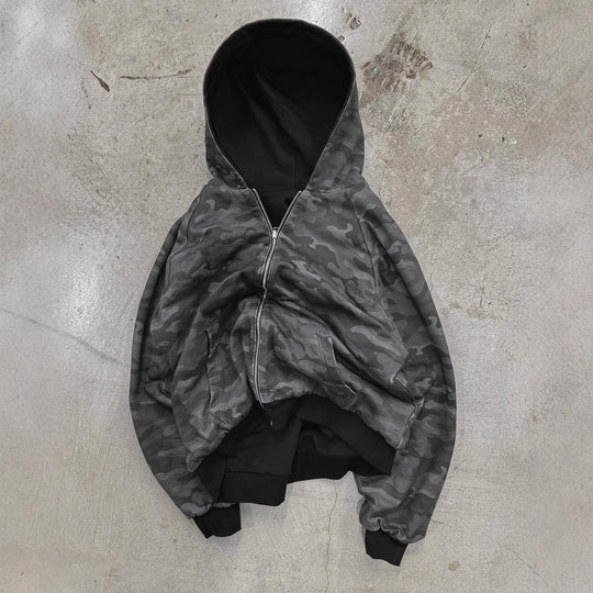 Damen Urbaner Camouflage-Hoodie mit Reißverschluss und lässigem Schnitt EB