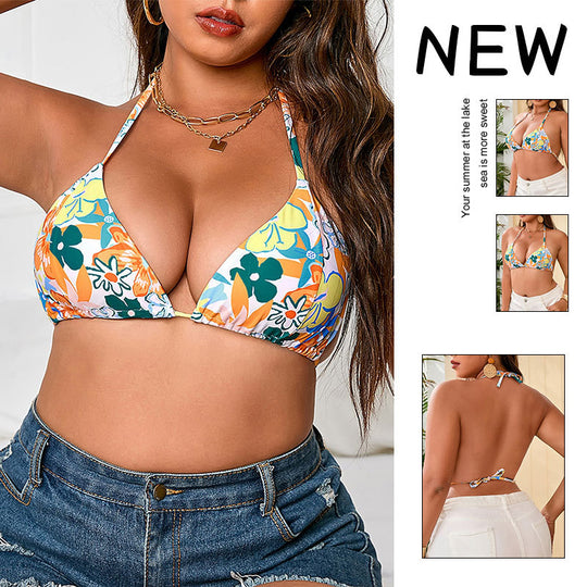 Damen Triangel-Bikini-Oberteil mit floralen Muster EB