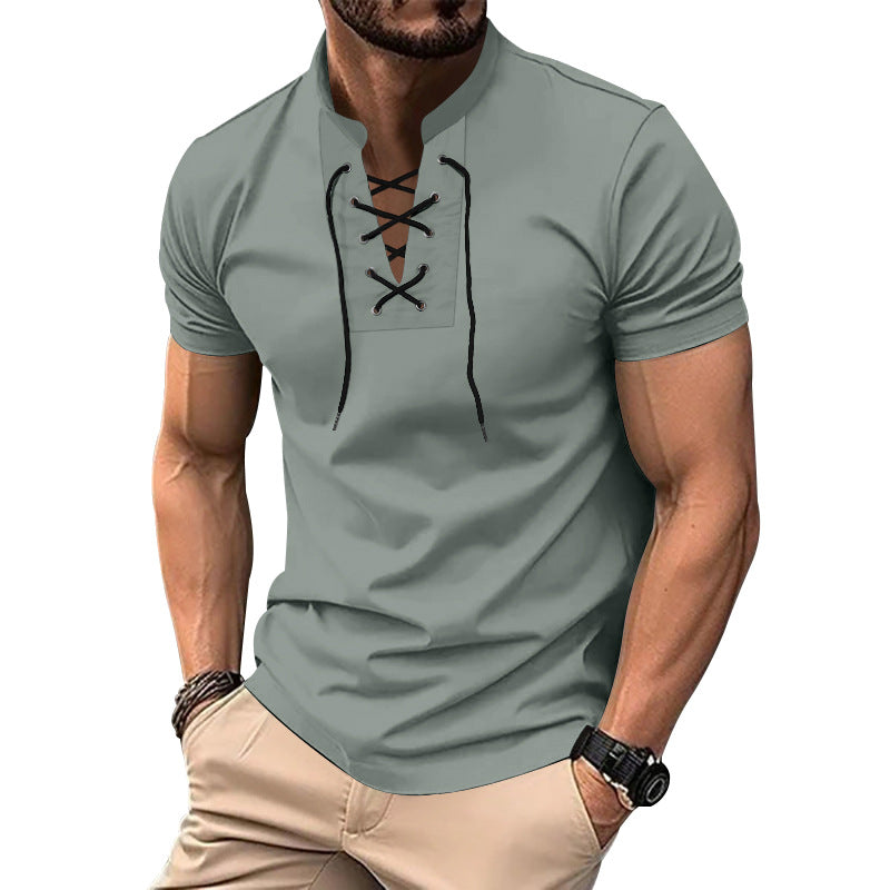 Herren lässiges Poloshirt mit Schnürung EB