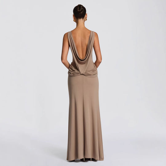 Damen elegantes Wickel-Maxikleid mit asymmetrischem Rüschendesign und sexy Schlitz EB