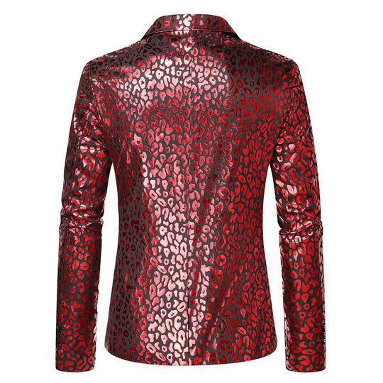 Herren eleganter Pailletten-Blazer mit modernem Leopardenmuster EB