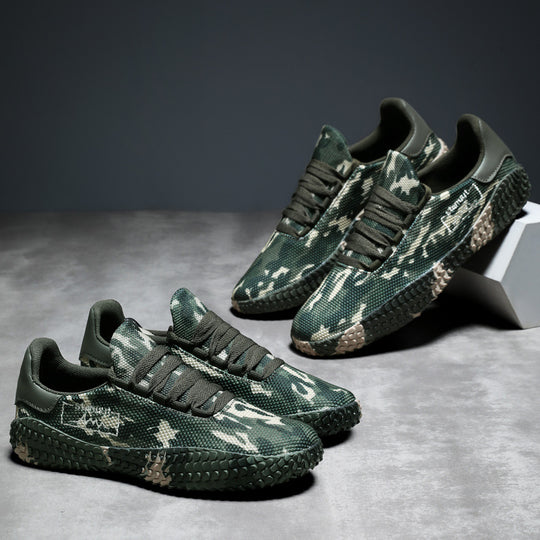 Herren Camouflage Strick-Sneaker mit griffiger Wabenprofilsohle und gepolstertem Knöchelkragen EB