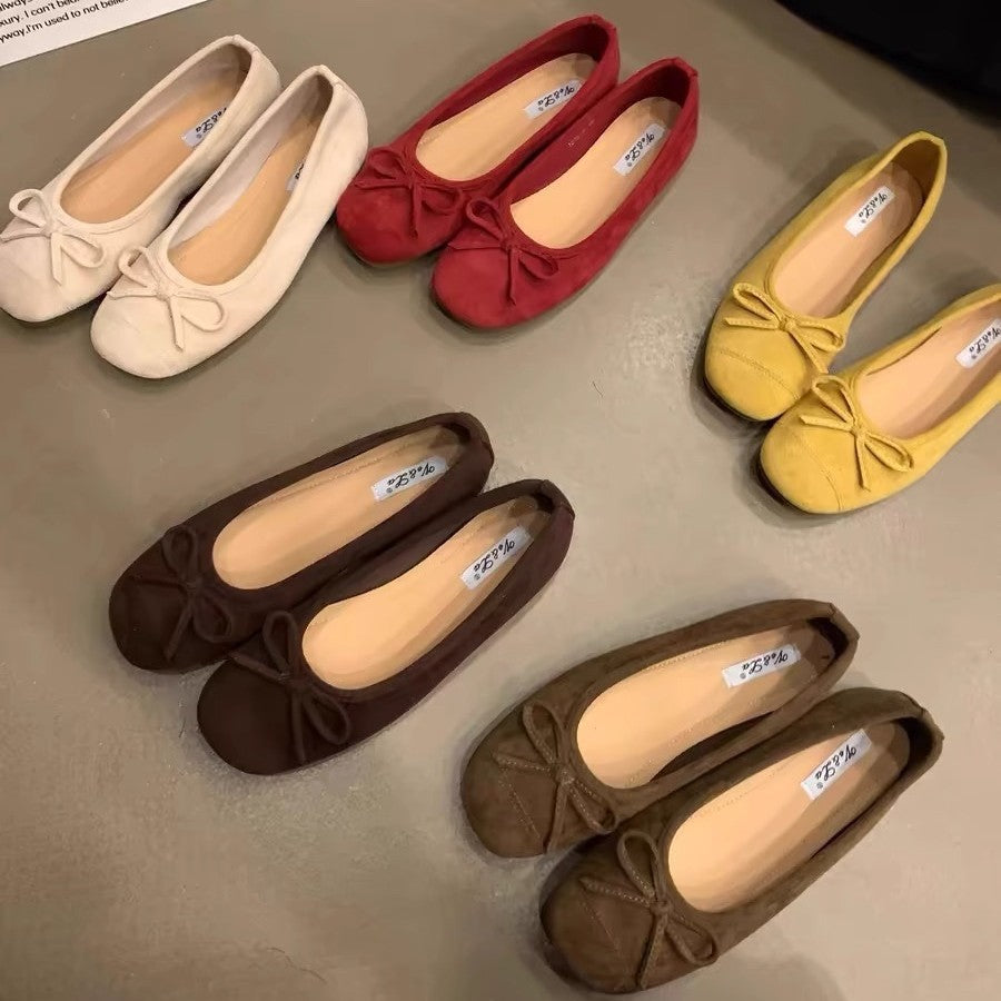 Damen elegante Ballerinas mit schimmerndem Effekt und zierlicher Schleife EB