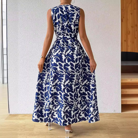 Damen nan Wickel-Maxikleid mit V-Ausschnitt und gebundenem Taillengürtel EB