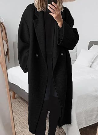 Damen Wollmantel mit strukturiertem Design und oversized Schnitt EB