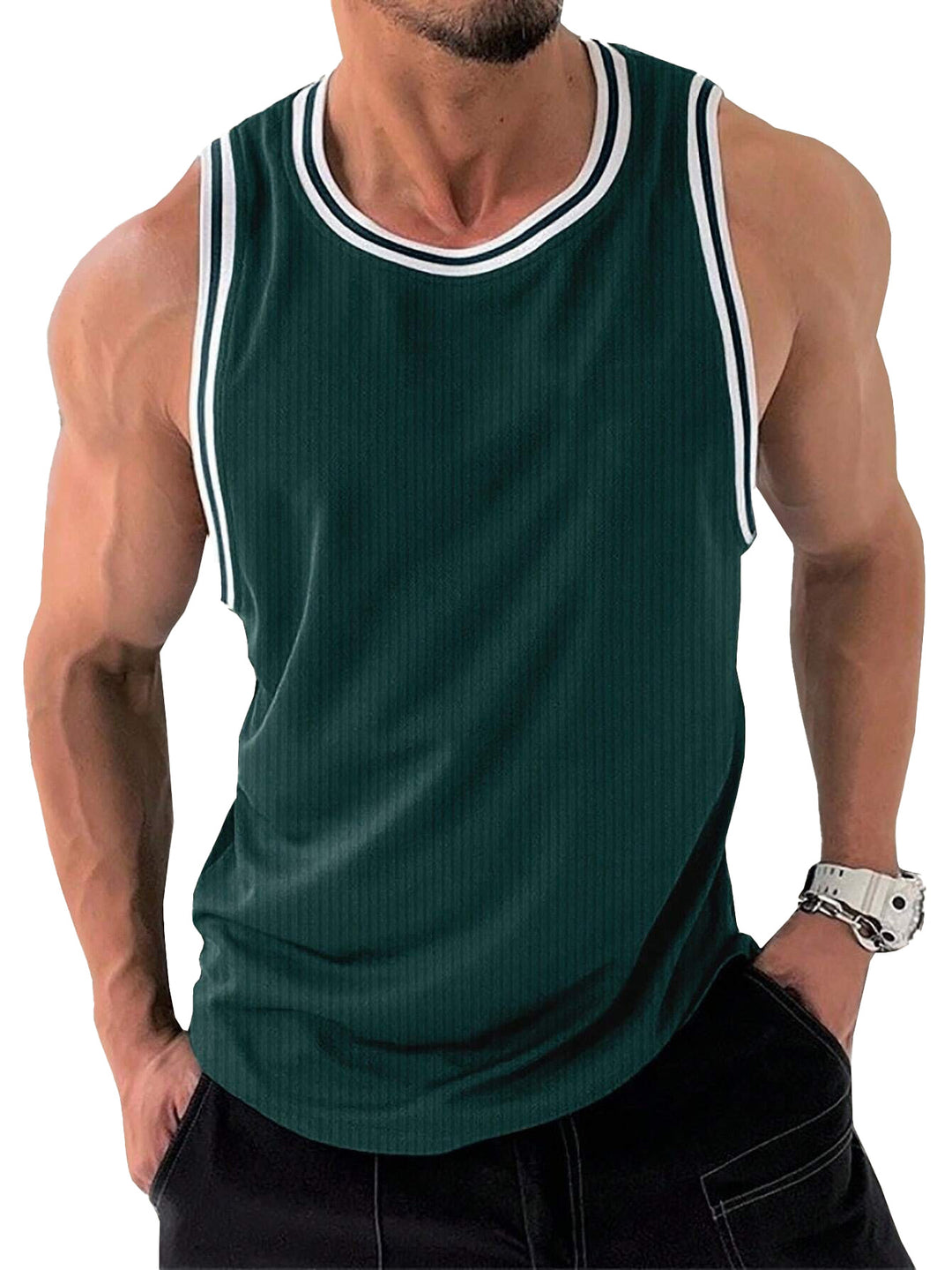 Herren Sportliches ärmelloses Tanktop mit atmungsaktivem Material und modernem Rippendesign EB