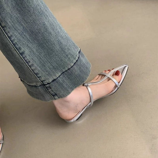 Damen elegante Slingback-Flats mit spitzem Design EB