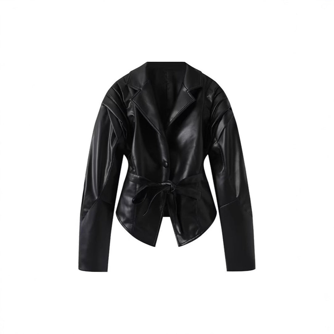 Damen Eleganter Blazer mit strukturierten Details und Taillengürtel EB