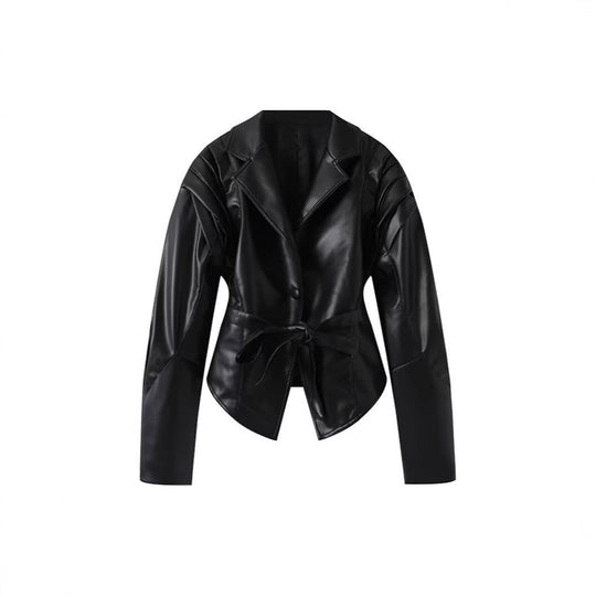 Damen Eleganter Blazer mit strukturierten Details und Taillengürtel EB
