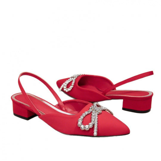 Damen Slingback Pumps mit funkelndem Schleifen-Design EB