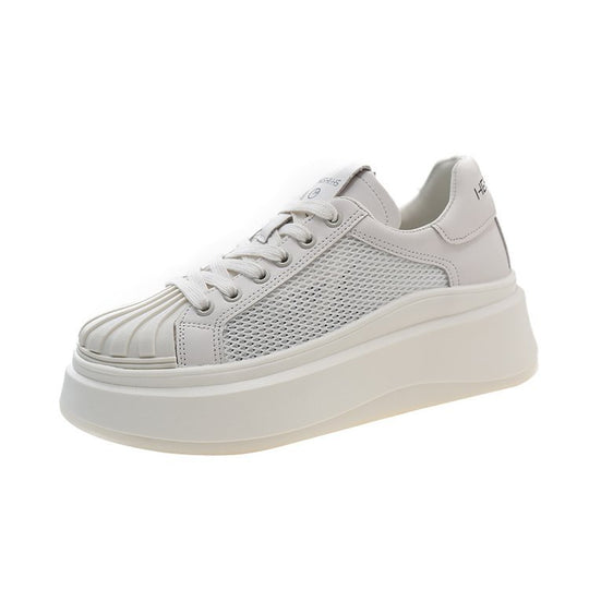Damen modische Plateau-Sneaker mit atmungsaktivem Mesh-Obermaterial und komfortabler dämpfender Sohle EB
