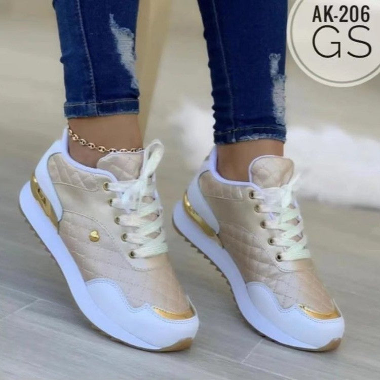 Damen modische Sneakers mit edlen Metalldetails und komfortabler Sohle EB