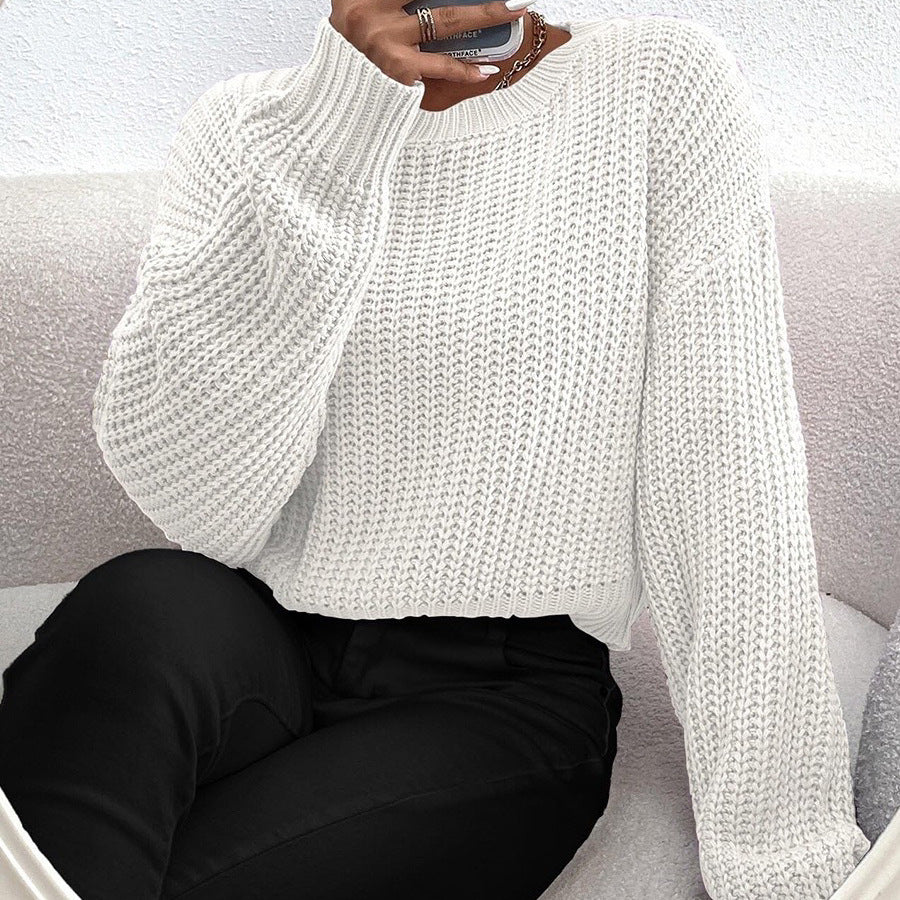 Damen Grobstrickpullover mit lässigem Schnitt und überschnittenen Schultern EB