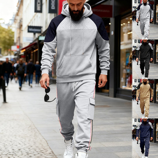 Herren nan zweiteiliges Utility-Freizeitset mit Kapuzenpullover und Cargo-Jogginghose EB