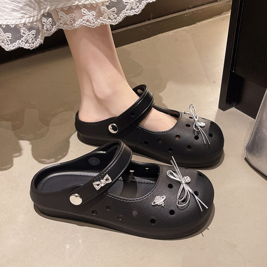 Damen Praktische Clogs mit funkelnder Dekoration und verstellbarem Riemen EB