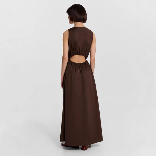 Damen Maxikleid mit stilvollem V-Ausschnitt und Taillengürtel EB