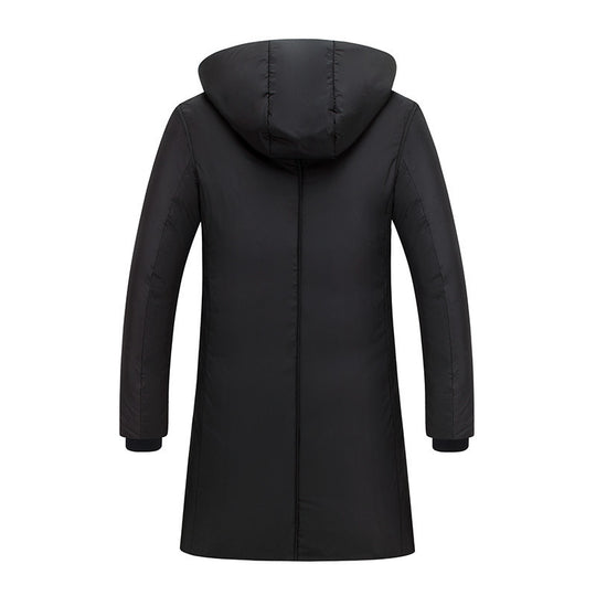 Damen lange Steppjacke mit großzügiger Kapuze und praktischen Taschen EB