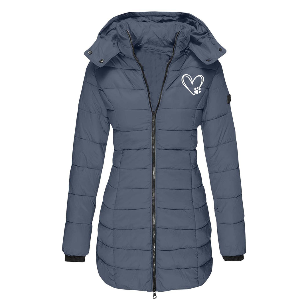 Damen gesteppte Winterjacke mit abnehmbarer Kapuze EB