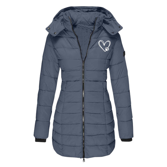 Damen gesteppte Winterjacke mit abnehmbarer Kapuze EB