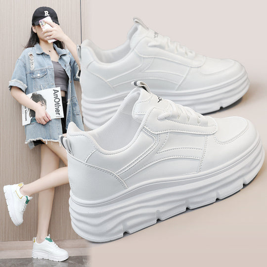 Damen modische Plateau Sneakers mit dämpfender Laufsohle und atmungsaktivem Obermaterial EB