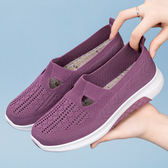 Damen Atmungsaktive Slip-On Sneakers mit elastischen Einsätzen EB