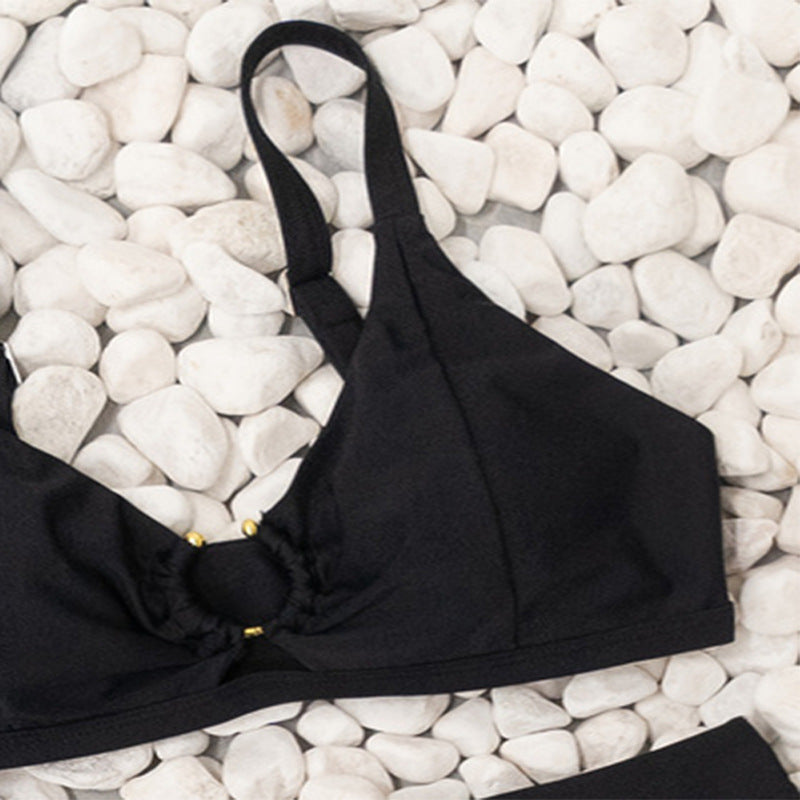 Damen Hoch tailliertes Bikini-Set mit raffiniertem Ringdetail EB