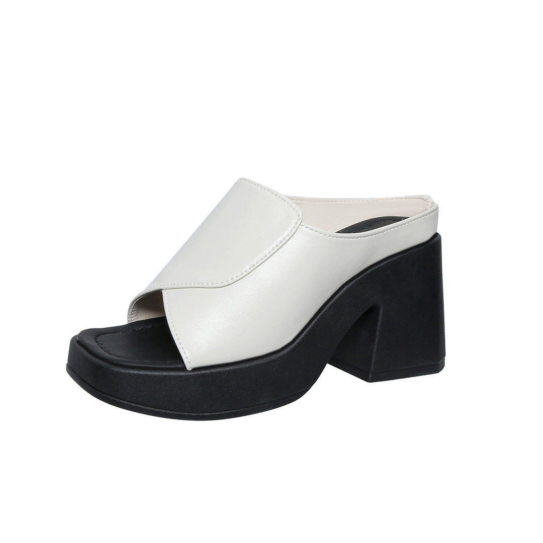 Damen Wedge-Pantoletten mit modischem Faltendesign und blockiertem Absatz EB