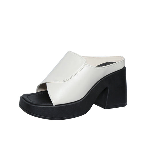 Damen Wedge-Pantoletten mit modischem Faltendesign und blockiertem Absatz EB
