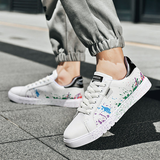Damen Mode Sneakers mit farbenfrohem Spritzdesign und rutschfester Sohle EB