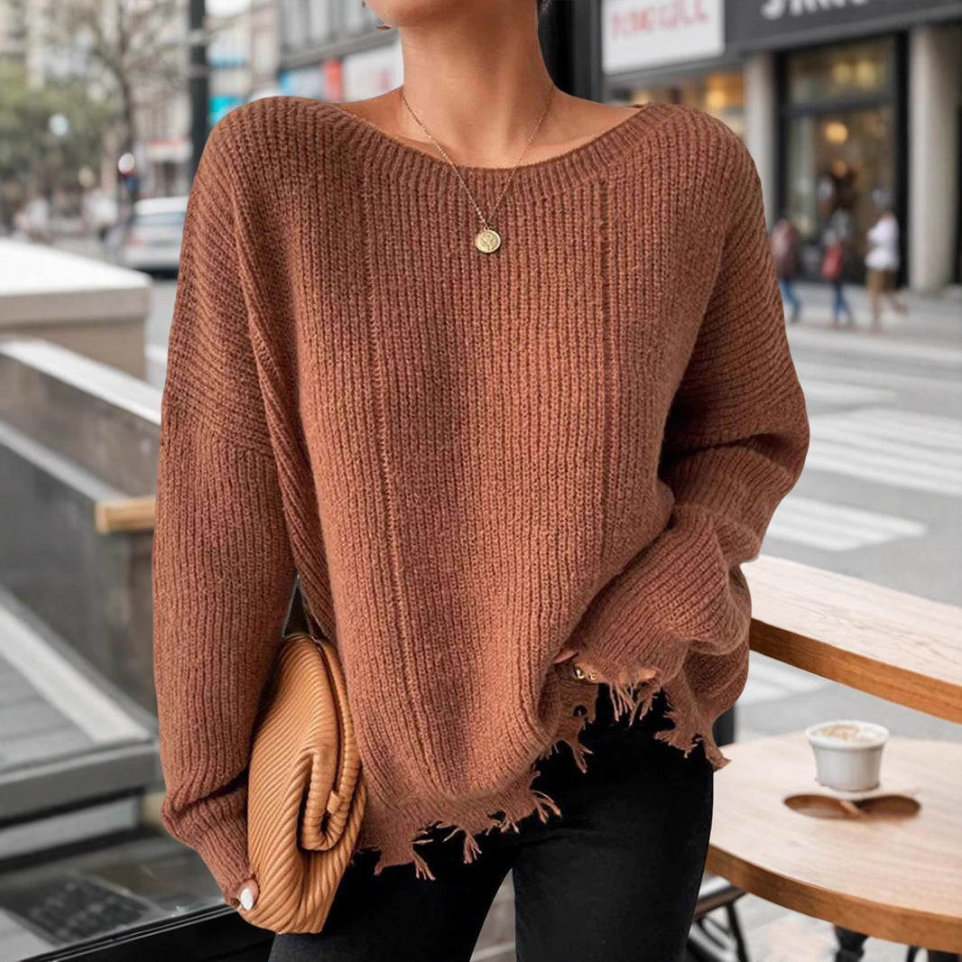 Damen Baumwollpullover mit lässigem Oversized-Schnitt EB