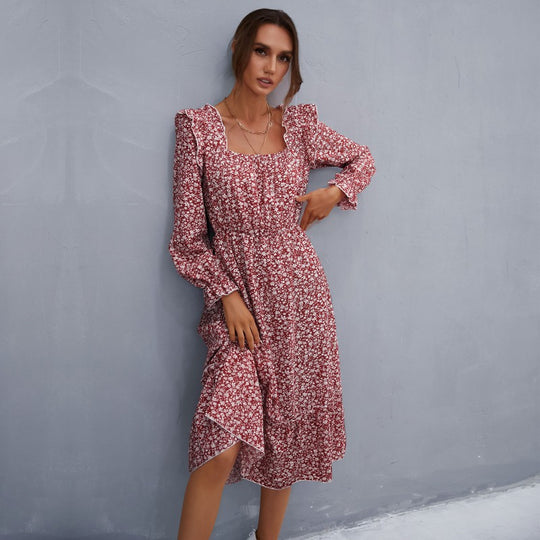 Damen Florales Midikleid mit Rüschendetails EB