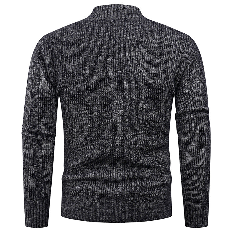 Herren Freizeit Strickjacke mit hohem Kragen und modernem Zipper EB