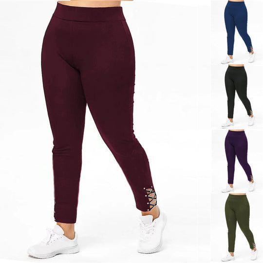 Damen Sportleggings mit dekorativen Schnürdetails EB