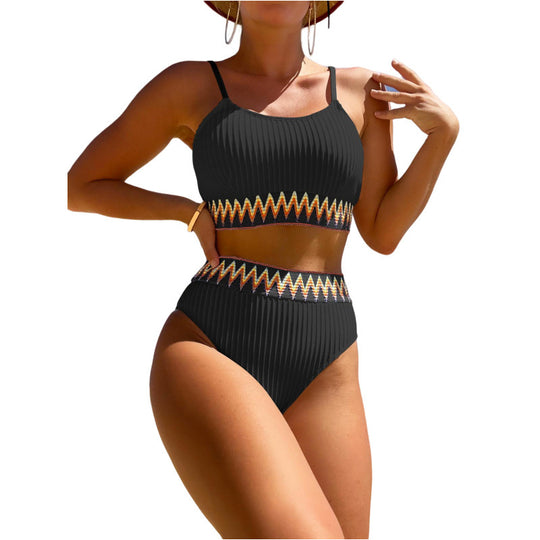 Damen Hochtailliertes Bikiniset mit raffinierten Zierdetails EB