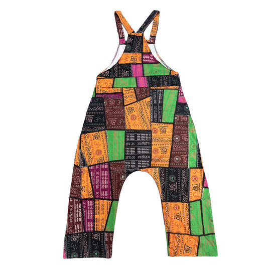 Damen Lässiger Jumpsuit mit buntem Patchwork-Muster EB