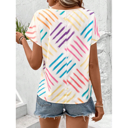 Damen T-Shirt mit modernem Strichmuster und lässigem Schnitt EB