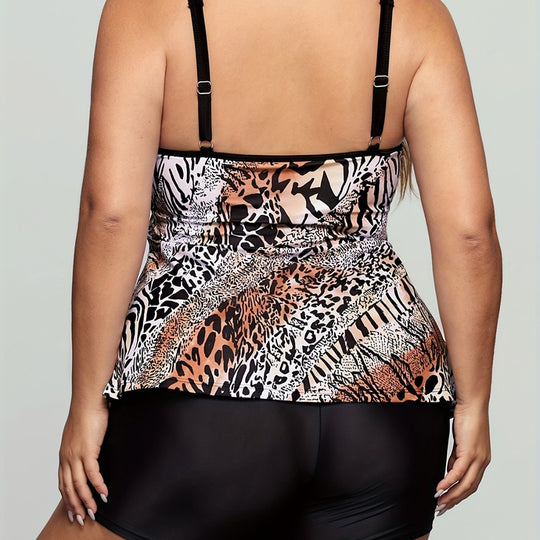 Damen Tankini mit modischem Animal-Print und schmeichelndem Schnitt EB