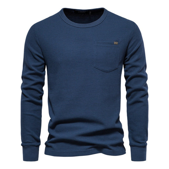 Herren Langarmshirt mit modularem Waffelstruktur und praktischer Brusttasche EB