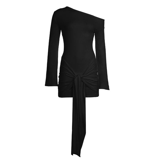 Damen nan tailliertes Wickelshirt mit weiten Trompetenärmeln und extra langem Bindeband EB
