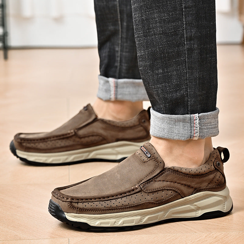 Damen Komfortable Leder Slipper mit atmungsaktiven Perforationen EB