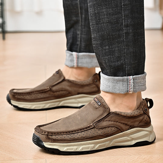 Damen Komfortable Leder Slipper mit atmungsaktiven Perforationen EB