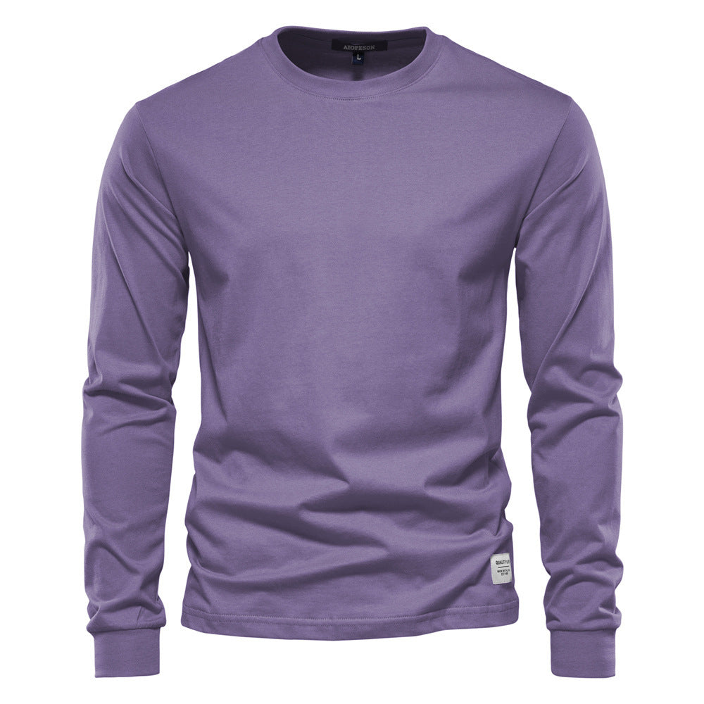 Herren nan klassisches langärmliges Baumwollshirt mit Rundhalsausschnitt und elastischen Bündchen EB
