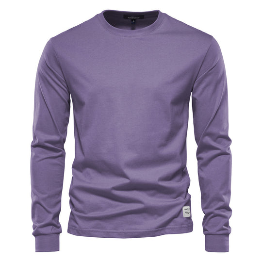 Herren nan klassisches langärmliges Baumwollshirt mit Rundhalsausschnitt und elastischen Bündchen EB