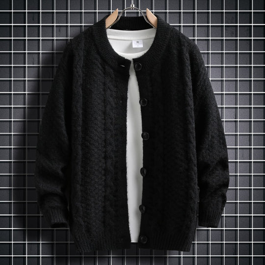 Damen Strickjacke mit strukturiertem Zopfmuster und durchgehenden Knöpfen EB