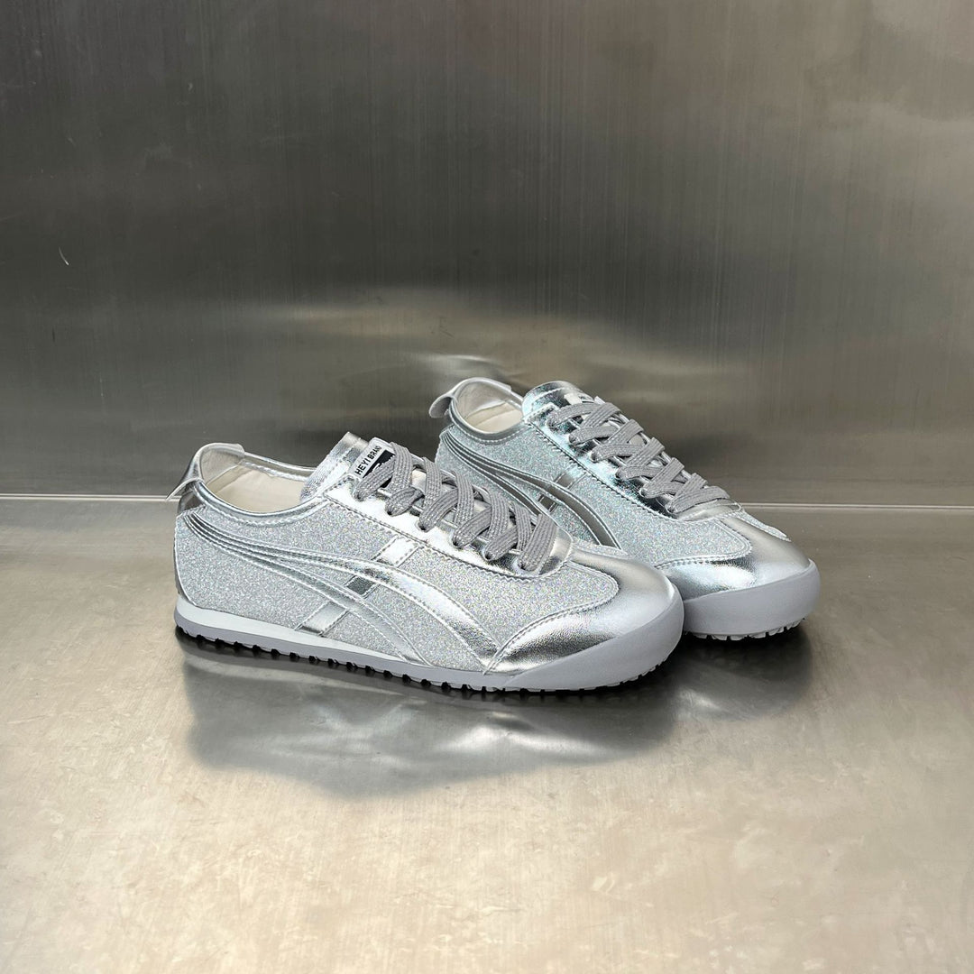 Damen Sportliche Sneakers mit glitzerndem Obermaterial und rutschfester Sohle EB