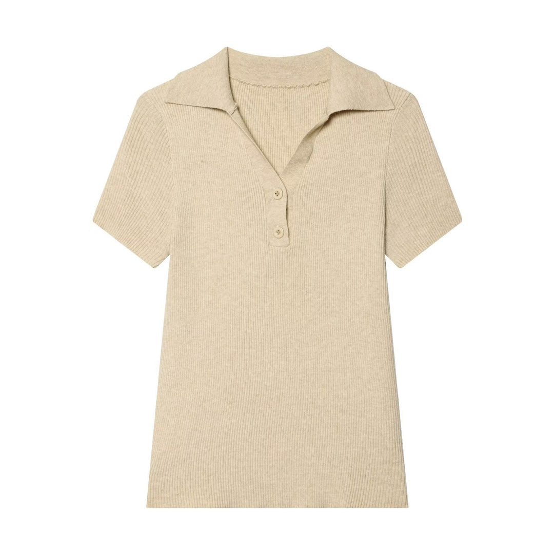 Damen kurzärmliges Poloshirt aus weichem Strickstoff EB