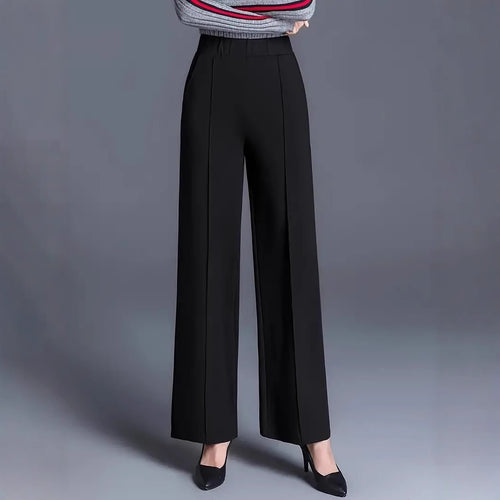 Damen Weit geschnittene High-Waist-Hose mit eleganten Bügelfalten EB